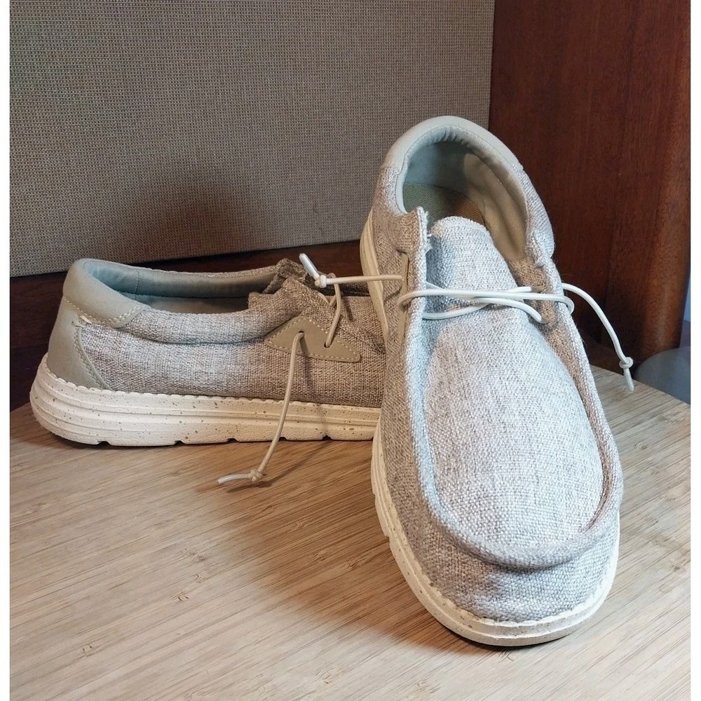 Bruno Marc Mens Slip On Loafers 11M Beige Lightweight Shoes Elastic Laces Casual